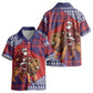 Kenya Christmas Santa Lion Kid Hawaiian Shirt Maasai Shuka Inspired Red Check