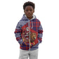 Kenya Christmas Santa Lion Kid Hoodie Maasai Shuka Inspired Red Check