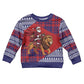 Kenya Christmas Santa Lion Kid Ugly Christmas Sweater Maasai Shuka Inspired Red Check