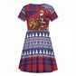 Kenya Christmas Santa Lion Kid Short Sleeve Dress Maasai Shuka Inspired Red Check