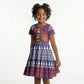 Kenya Christmas Santa Lion Kid Short Sleeve Dress Maasai Shuka Inspired Red Check