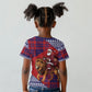 Kenya Christmas Santa Lion Kid T shirt Maasai Shuka Inspired Red Check