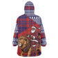 Kenya Christmas Santa Lion Kid Wearable Blanket Hoodie Maasai Shuka Inspired Red Check