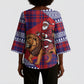 Kenya Christmas Santa Lion Kimono Sleeve Blouse Maasai Shuka Inspired Red Check