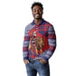 Kenya Christmas Santa Lion Long Sleeve Polo Shirt Maasai Shuka Inspired Red Check