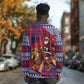 Kenya Christmas Santa Lion Long Sleeve Shirt Maasai Shuka Inspired Red Check