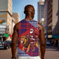 Kenya Christmas Santa Lion Men Tank Top Maasai Shuka Inspired Red Check