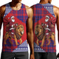 Kenya Christmas Santa Lion Men Tank Top Maasai Shuka Inspired Red Check