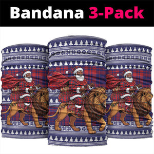 Kenya Christmas Santa Lion Neck Gaiter Maasai Shuka Inspired Red Check