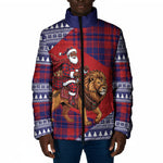 Kenya Christmas Santa Lion Padded Jacket Maasai Shuka Inspired Red Check