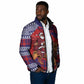 Kenya Christmas Santa Lion Padded Jacket Maasai Shuka Inspired Red Check