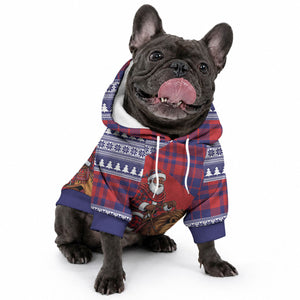 Kenya Christmas Santa Lion Pet Hoodie Maasai Shuka Inspired Red Check