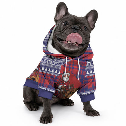 Kenya Christmas Santa Lion Pet Hoodie Maasai Shuka Inspired Red Check