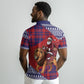 Kenya Christmas Santa Lion Polo Shirt Maasai Shuka Inspired Red Check