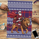 Kenya Christmas Santa Lion Puzzle Maasai Shuka Inspired Red Check