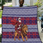 Kenya Christmas Santa Lion Quilt Maasai Shuka Inspired Red Check