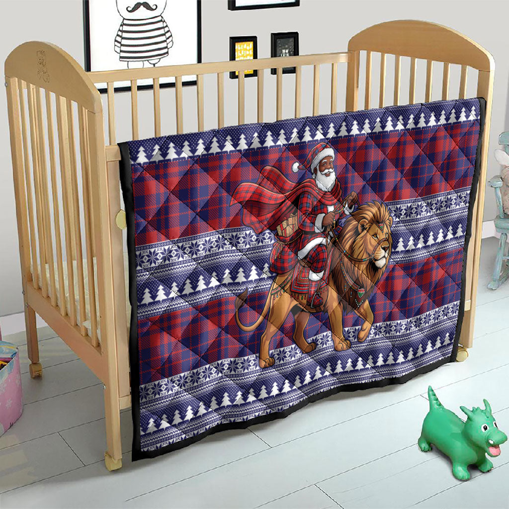 Kenya Christmas Santa Lion Quilt Maasai Shuka Inspired Red Check