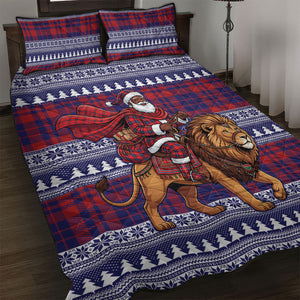 Kenya Christmas Santa Lion Quilt Bed Set Maasai Shuka Inspired Red Check