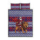 Kenya Christmas Santa Lion Quilt Bed Set Maasai Shuka Inspired Red Check