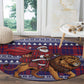 Kenya Christmas Santa Lion Round Carpet Maasai Shuka Inspired Red Check