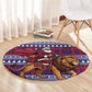 Kenya Christmas Santa Lion Round Carpet Maasai Shuka Inspired Red Check
