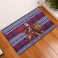Kenya Christmas Santa Lion Rubber Doormat Maasai Shuka Inspired Red Check