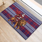 Kenya Christmas Santa Lion Rubber Doormat Maasai Shuka Inspired Red Check