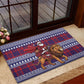 Kenya Christmas Santa Lion Rubber Doormat Maasai Shuka Inspired Red Check