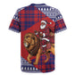 Kenya Christmas Santa Lion Rugby Jersey Maasai Shuka Inspired Red Check