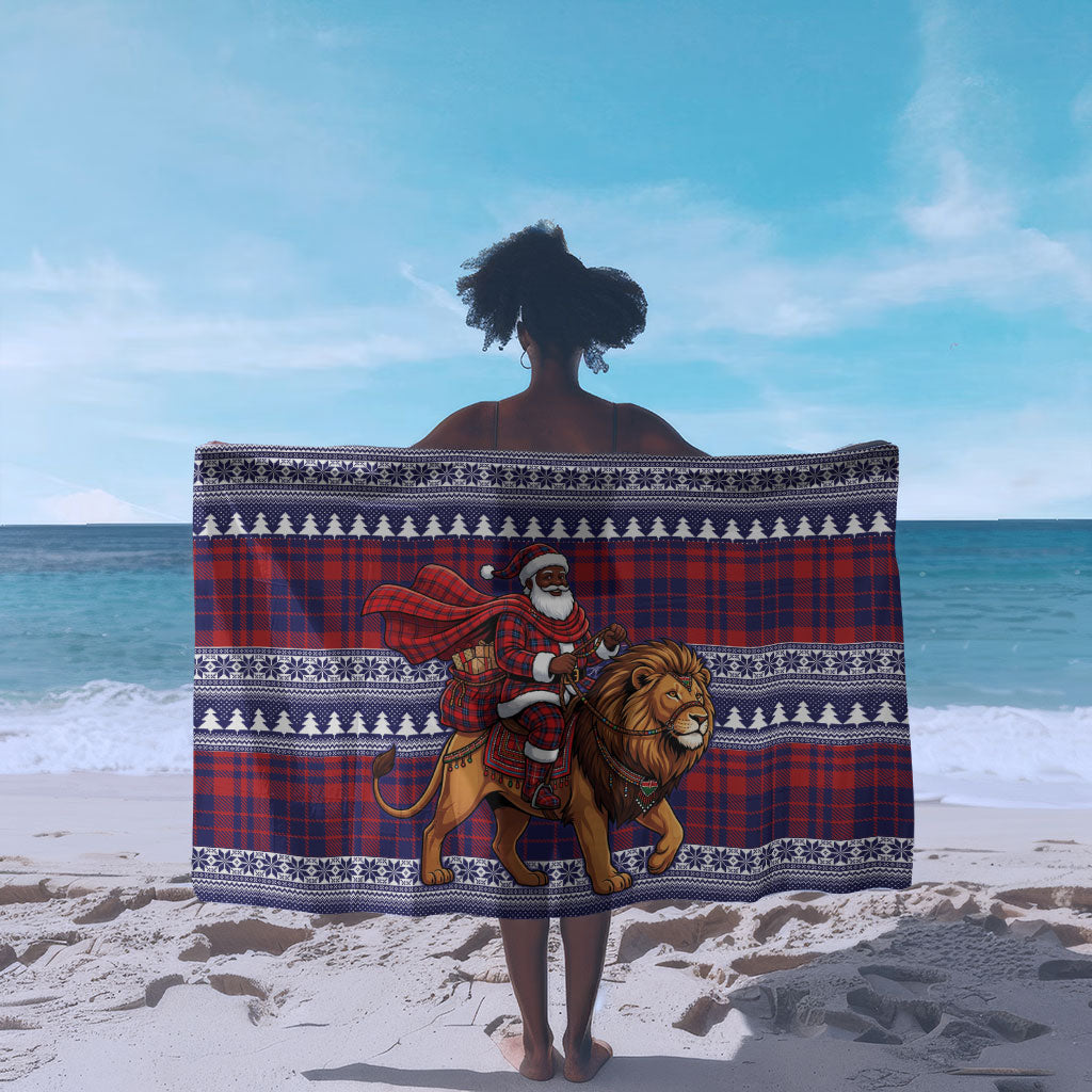 Kenya Christmas Santa Lion Sarong Maasai Shuka Inspired Red Check