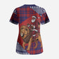 Kenya Christmas Santa Lion Scrub Top Maasai Shuka Inspired Red Check