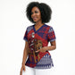 Kenya Christmas Santa Lion Scrub Top Maasai Shuka Inspired Red Check