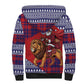 Kenya Christmas Santa Lion Sherpa Hoodie Maasai Shuka Inspired Red Check