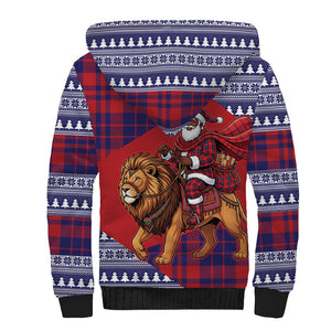 Kenya Christmas Santa Lion Sherpa Hoodie Maasai Shuka Inspired Red Check