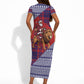 Kenya Christmas Santa Lion Short Sleeve Bodycon Dress Maasai Shuka Inspired Red Check