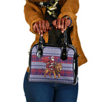 Kenya Christmas Santa Lion Shoulder Handbag Maasai Shuka Inspired Red Check