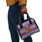 Kenya Christmas Santa Lion Shoulder Handbag Maasai Shuka Inspired Red Check