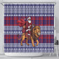 Kenya Christmas Santa Lion Shower Curtain Maasai Shuka Inspired Red Check