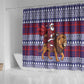 Kenya Christmas Santa Lion Shower Curtain Maasai Shuka Inspired Red Check
