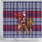 Kenya Christmas Santa Lion Shower Curtain Maasai Shuka Inspired Red Check