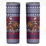 Kenya Christmas Santa Lion Skinny Tumbler Maasai Shuka Inspired Red Check