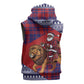 Kenya Christmas Santa Lion Sleeveless Zip Hoodie Maasai Shuka Inspired Red Check