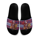 Kenya Christmas Santa Lion Slide Sandals Maasai Shuka Inspired Red Check