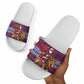 Kenya Christmas Santa Lion Slide Sandals Maasai Shuka Inspired Red Check