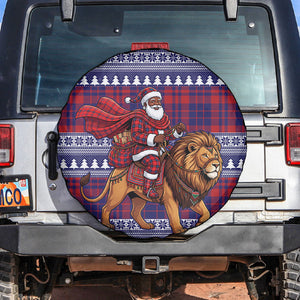 Kenya Christmas Santa Lion Spare Tire Cover Maasai Shuka Inspired Red Check