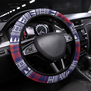 Kenya Christmas Santa Lion Steering Wheel Cover Maasai Shuka Inspired Red Check