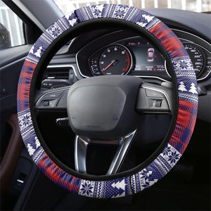 Kenya Christmas Santa Lion Steering Wheel Cover Maasai Shuka Inspired Red Check