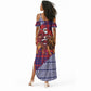 Kenya Christmas Santa Lion Summer Maxi Dress Maasai Shuka Inspired Red Check