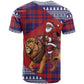 Kenya Christmas Santa Lion T shirt Maasai Shuka Inspired Red Check