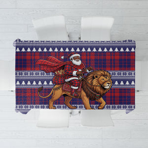 Kenya Christmas Santa Lion Tablecloth Maasai Shuka Inspired Red Check